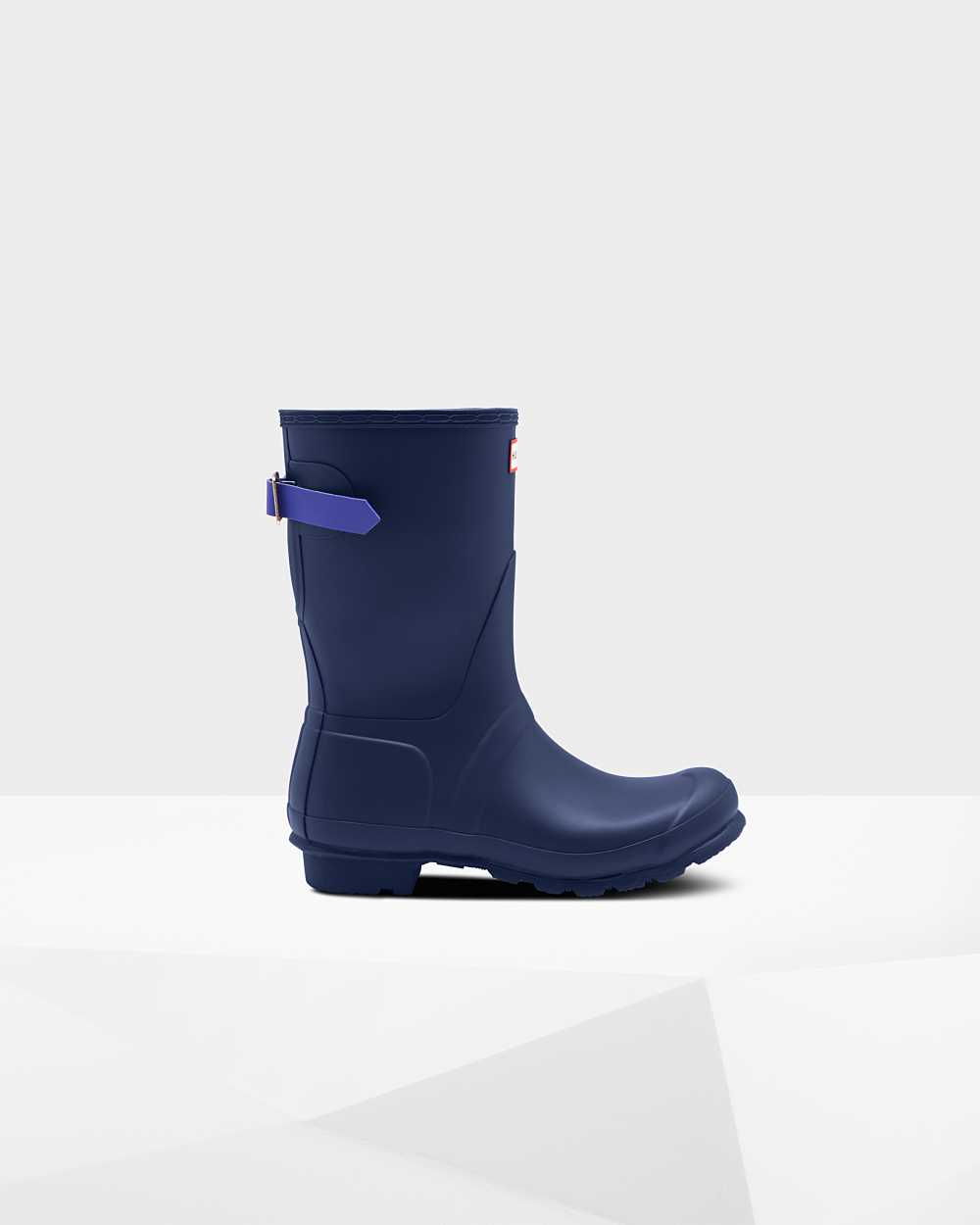 Womens Hunter Original Short Back Adjustable Rain Boots Dark Blue | AKNXUV-149